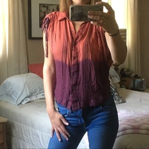 Free People Red and Purple Blouse